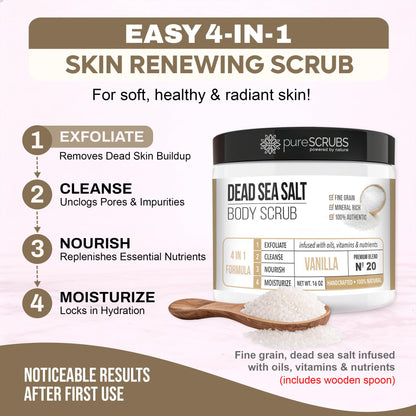 Fragrance-Free Dead Sea Salt Body Scrub, Organic Oils – pureSCRUBS Unscented