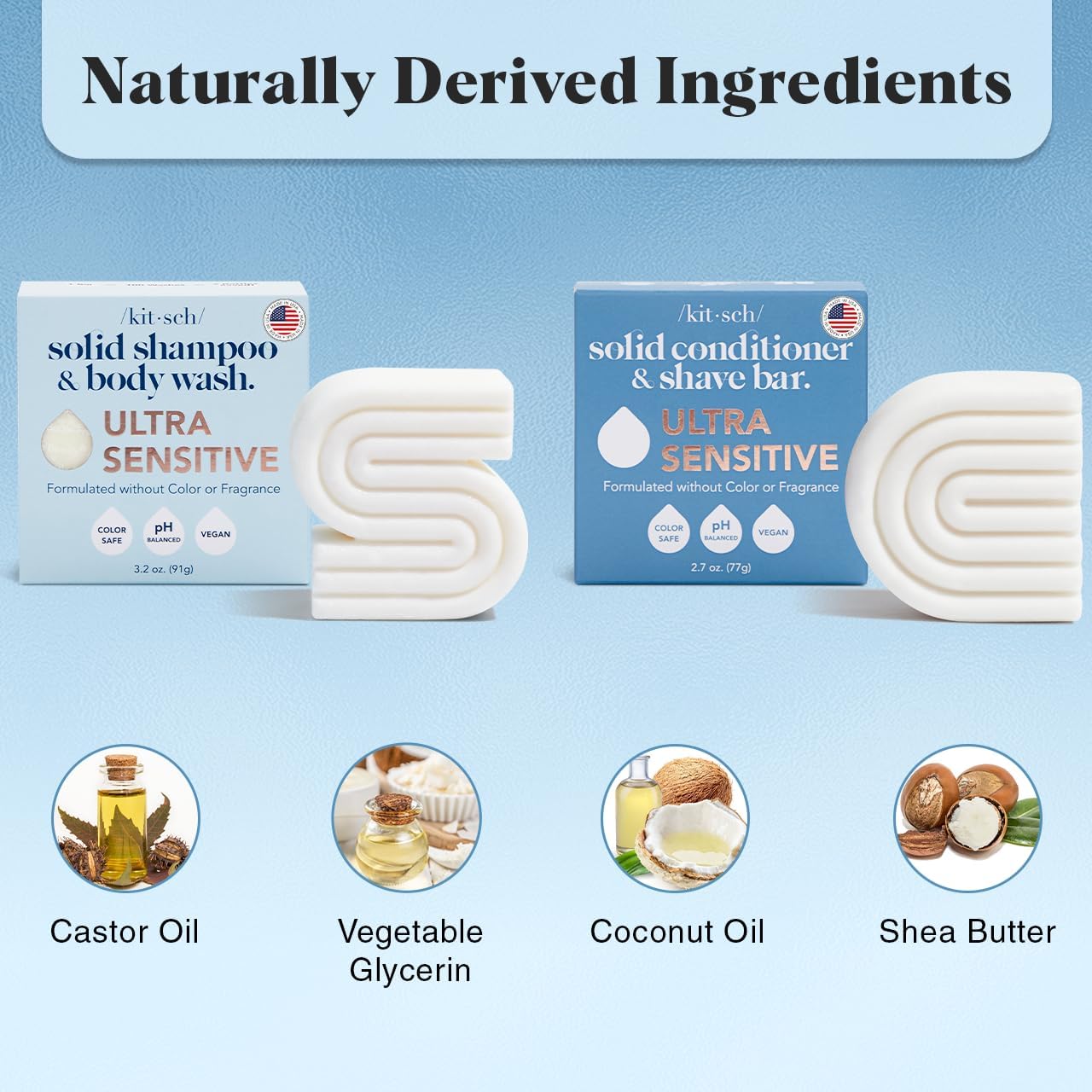 Fragrance-Free Shampoo, Body Wash & Conditioner Bar Set, Vegan – Kitsch Ultra Sensitive