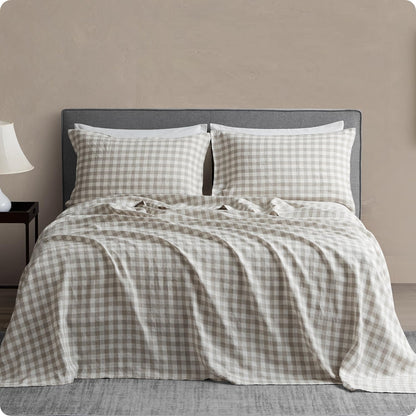 DAPU 100% Pure French Linen Sheets: Natural Normandy Flax Set