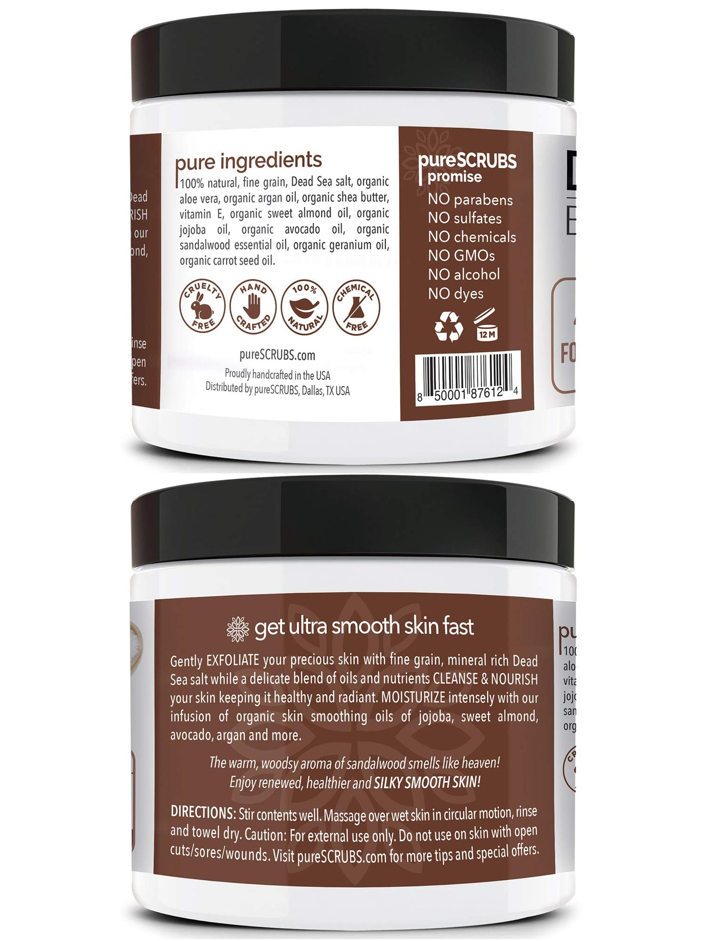Fragrance-Free Dead Sea Salt Body Scrub, Organic Oils – pureSCRUBS Unscented