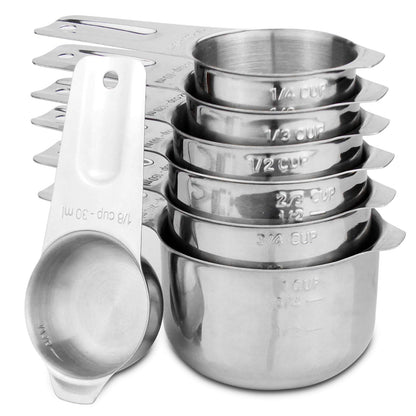 Microplastic-Free 18/8 Stainless Steel Measuring Cups & Spoons Set, 13-Piece