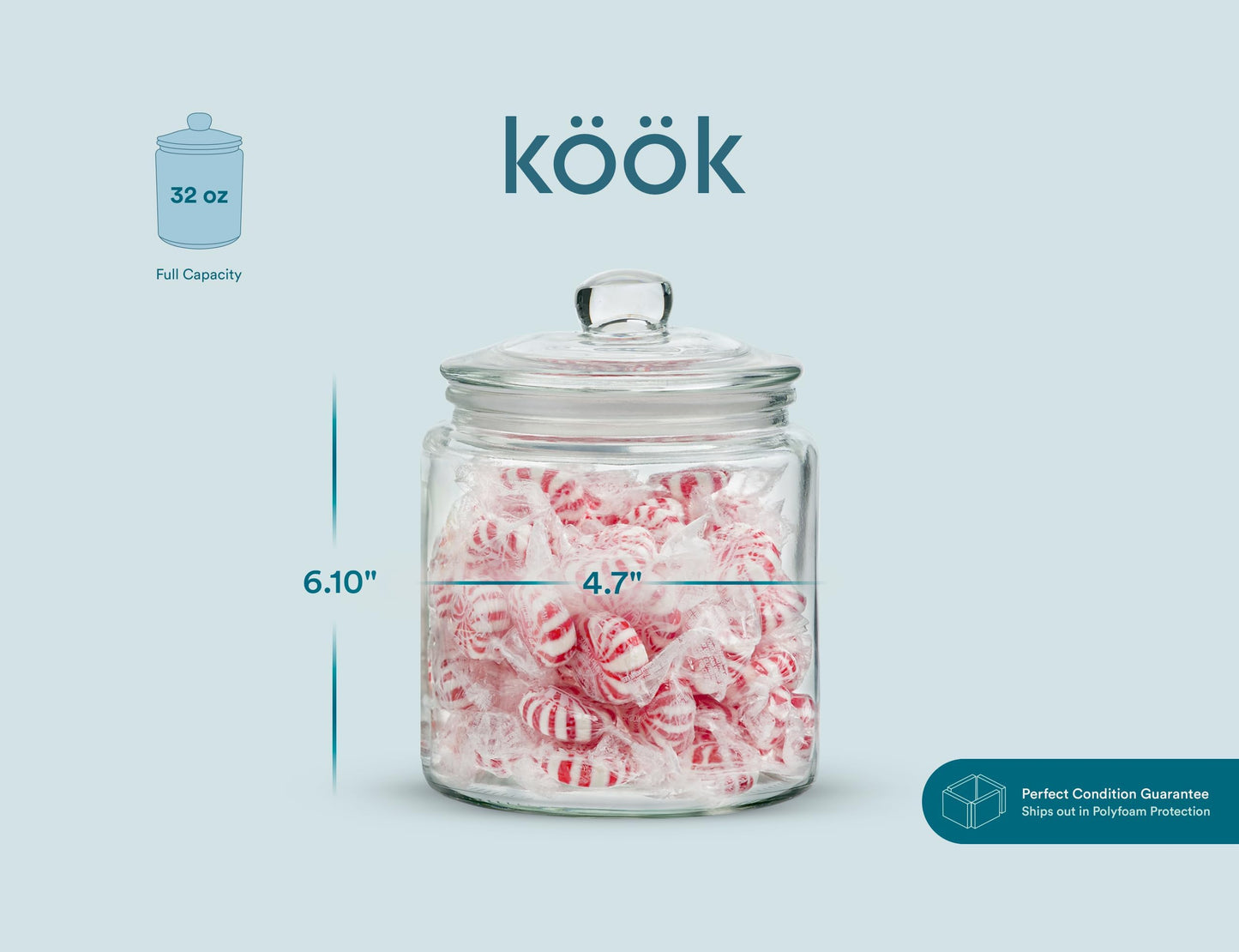 Plastic-Free Half-Gallon Glass Storage Jars, Glass Lids, 2-Pack – KooK