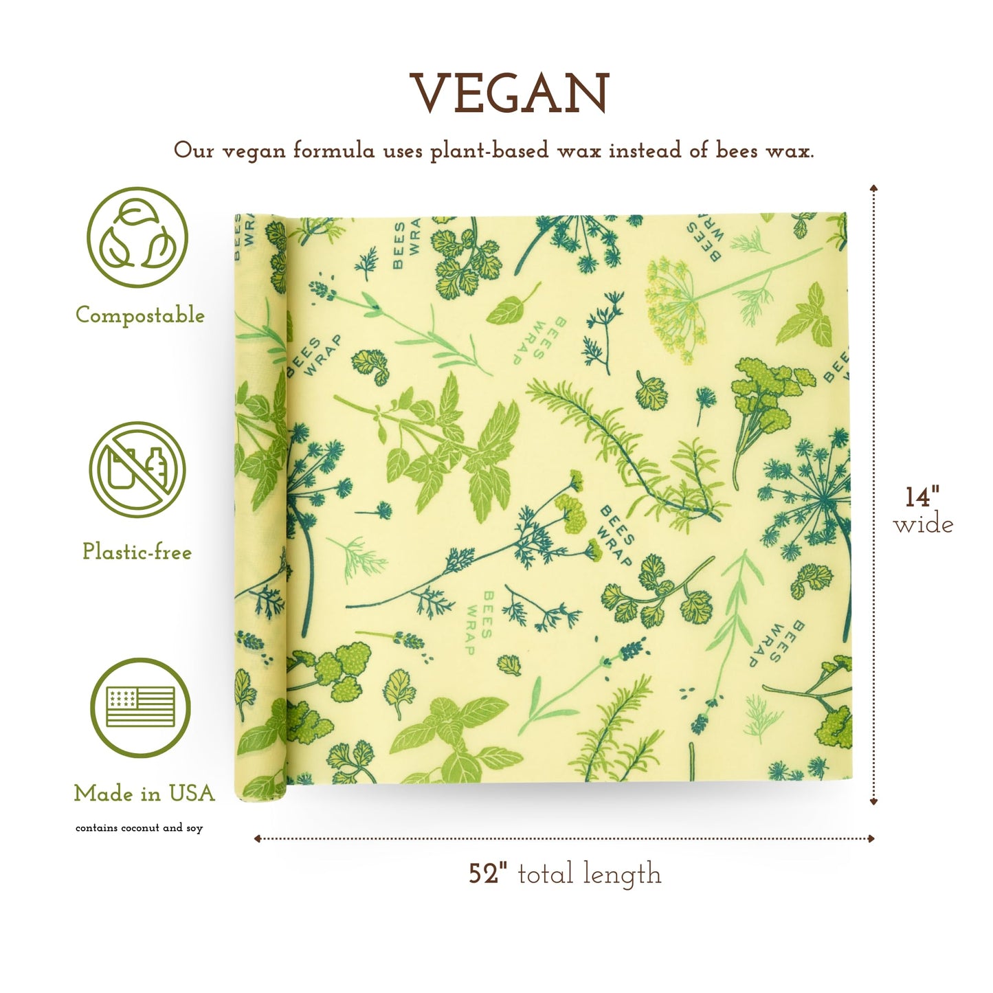Plastic-Free Vegan Reusable Food Wrap Roll – Bee's Wrap