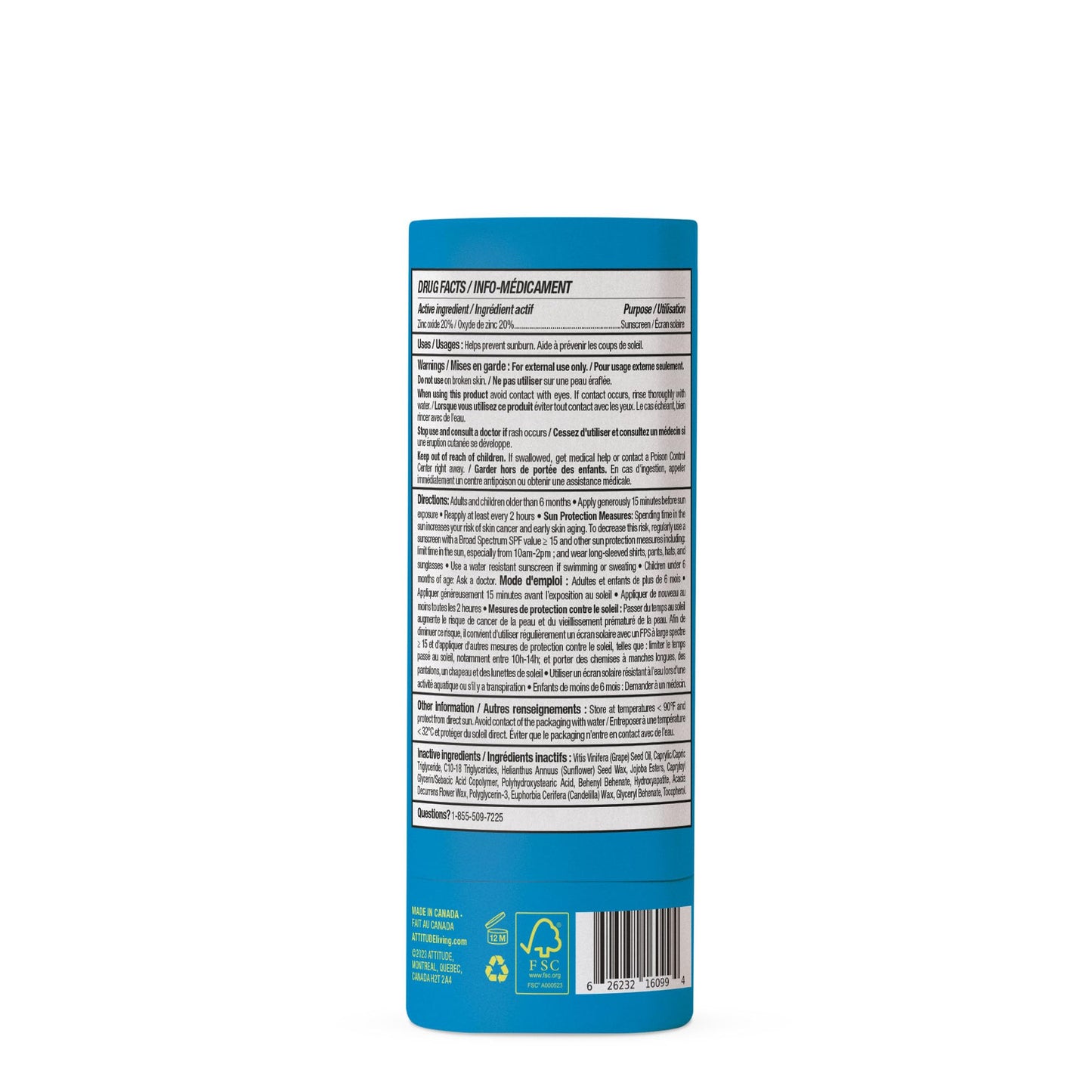 Plastic-Free Mineral Sunscreen Stick SPF 30, EWG Verified & Vegan – Attitude