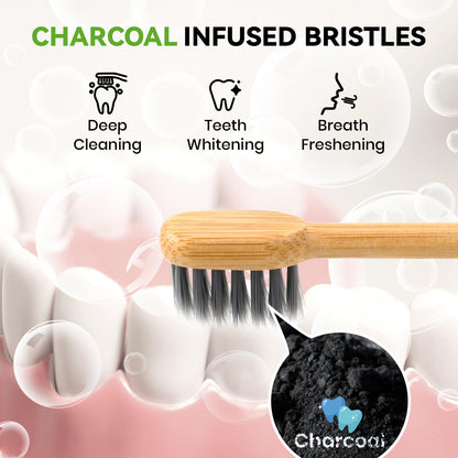 94% Plastic-Free Bamboo Toothbrush Heads with Charcoal Bristles, for Philips One by Sonicare