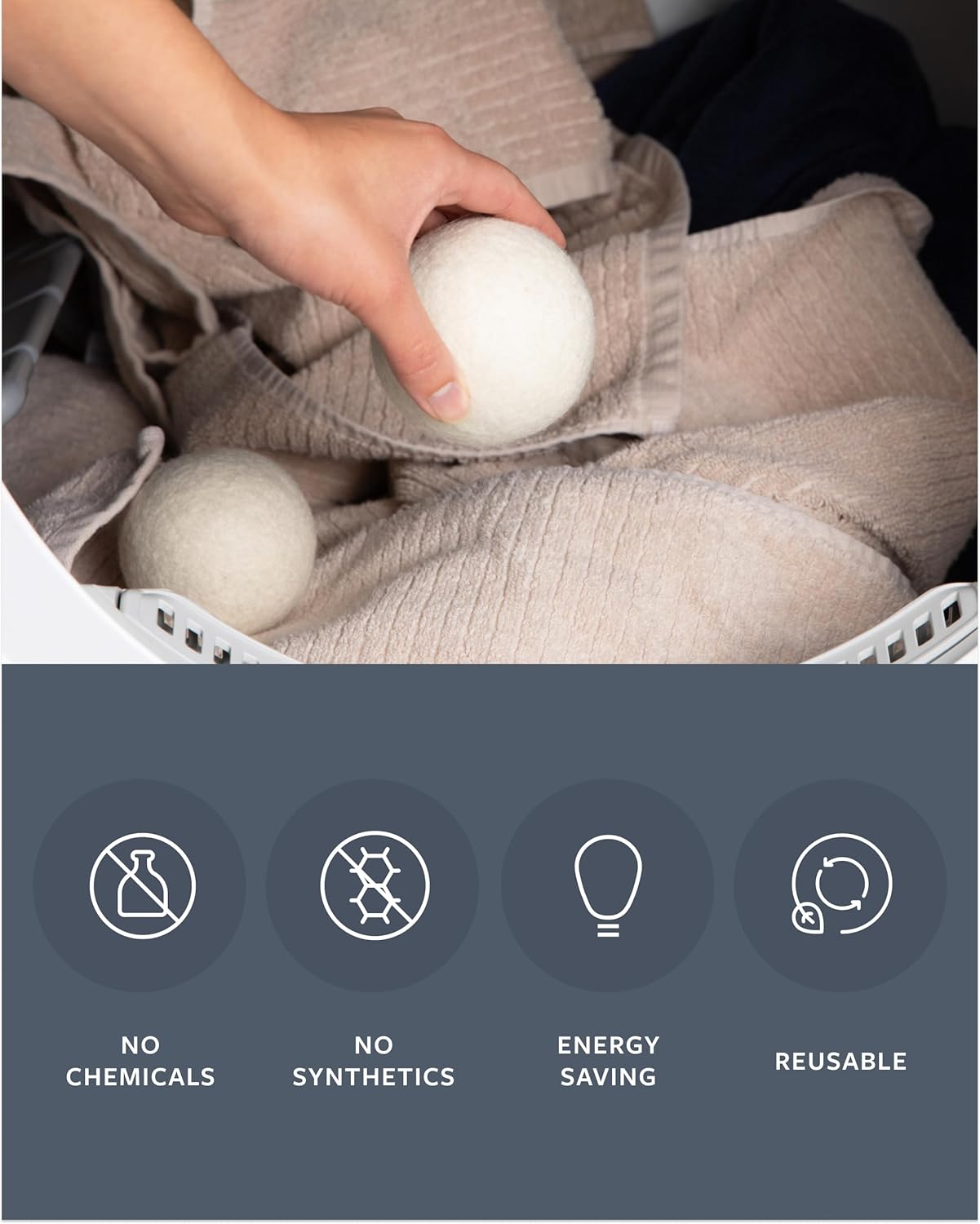GroundLuxe 100% Organic New Zealand Wool Dryer Balls (Set of 6), Chemical-Free Fabric Softening