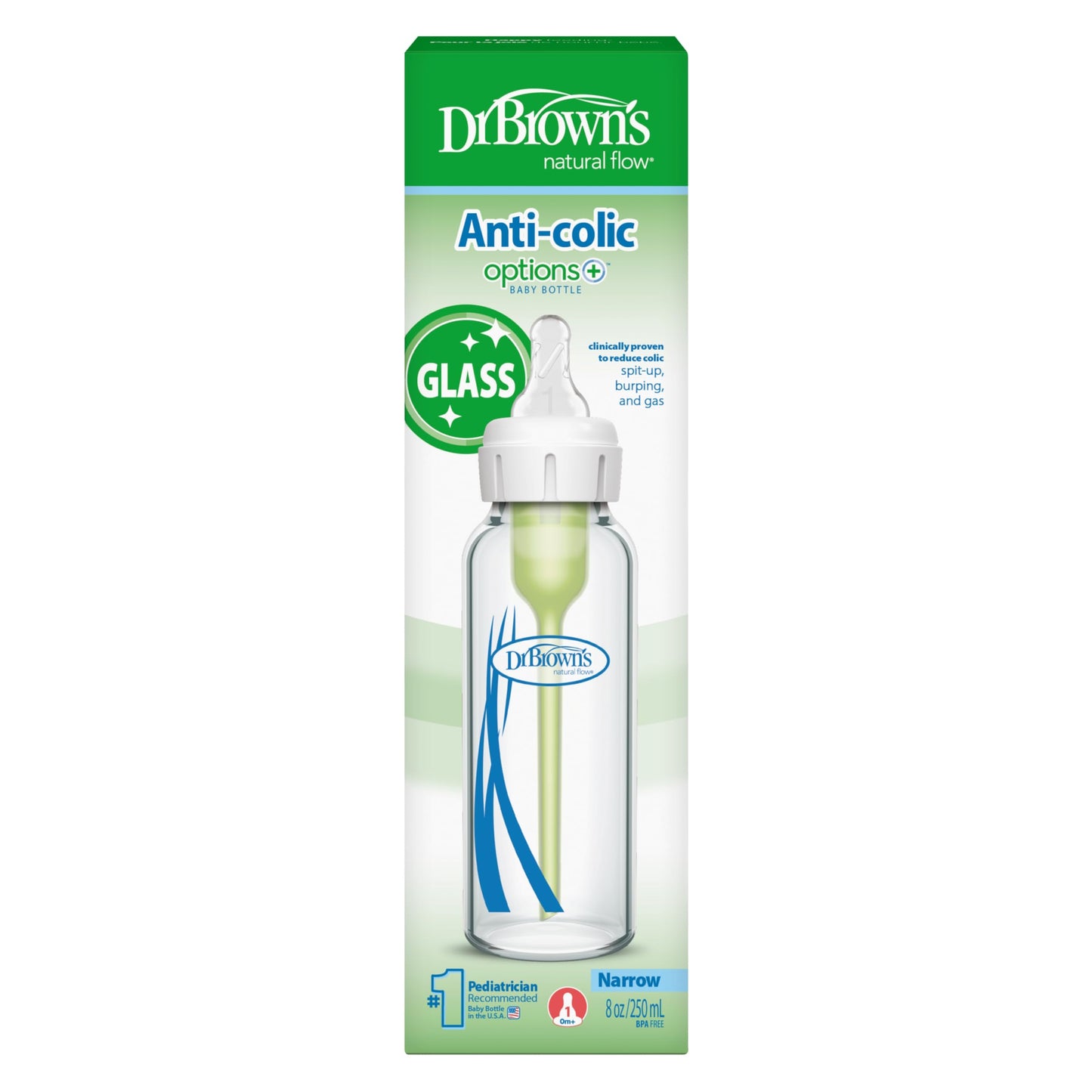 Dr. Brown’s Options+ 4 oz Narrow Borosilicate Glass Baby Bottles (2-Pack)