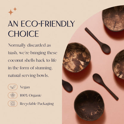 Non-Toxic Coconut Bowl Set with Wooden Spoons (COCOBOWLCO)