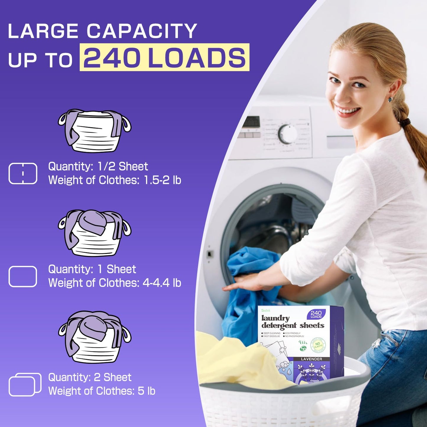 Soulink Laundry Sheets: Plant-Based Unscented 240 Loads