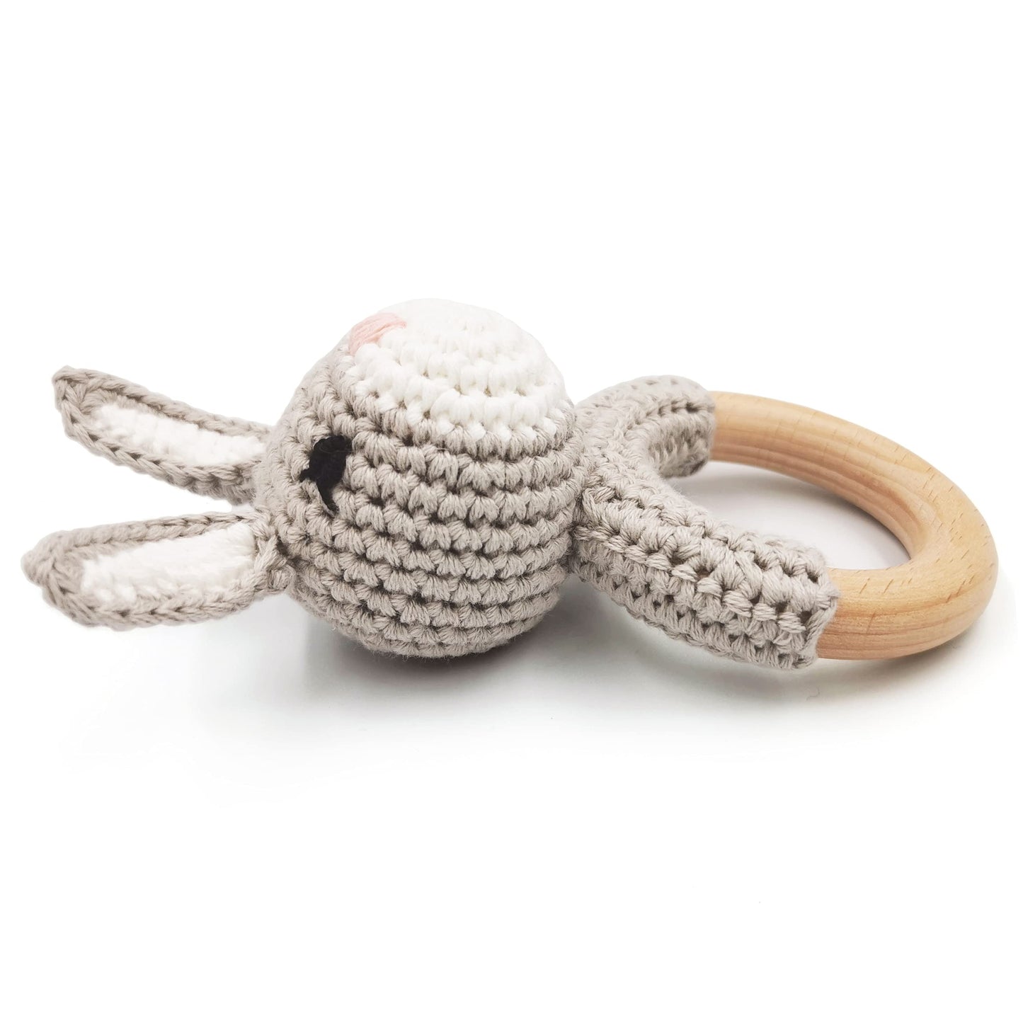 Joliecraft Woodland Friends Baby Rattle: Cotton & Beechwood Elephant