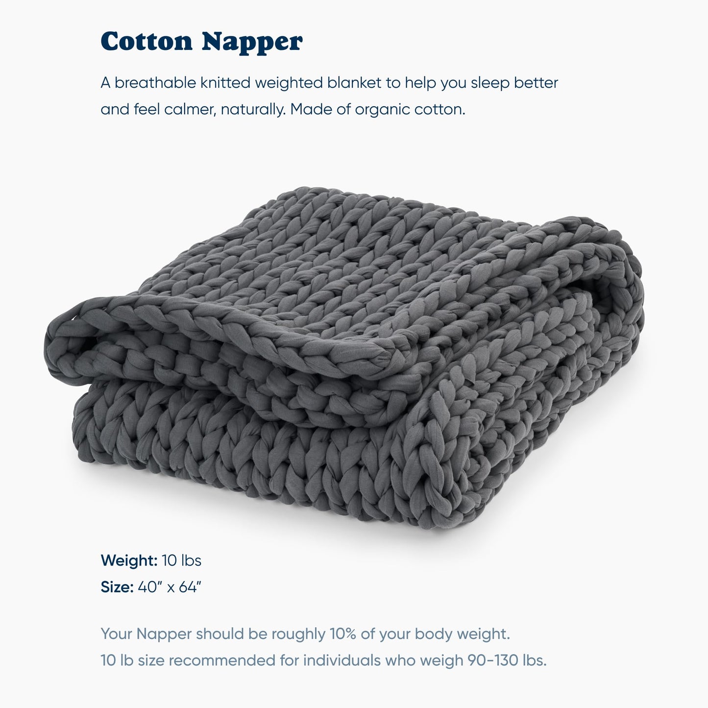 Toxin-Free Sleep: Bearaby Organic Cotton 100% Hand-Knit Weighted Blanket, Non-Toxic
