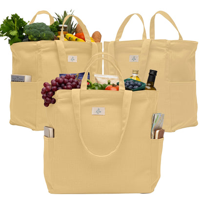 Nook Theory Cotton Canvas Reusable Grocery Bags (3-Pack, 12 oz)