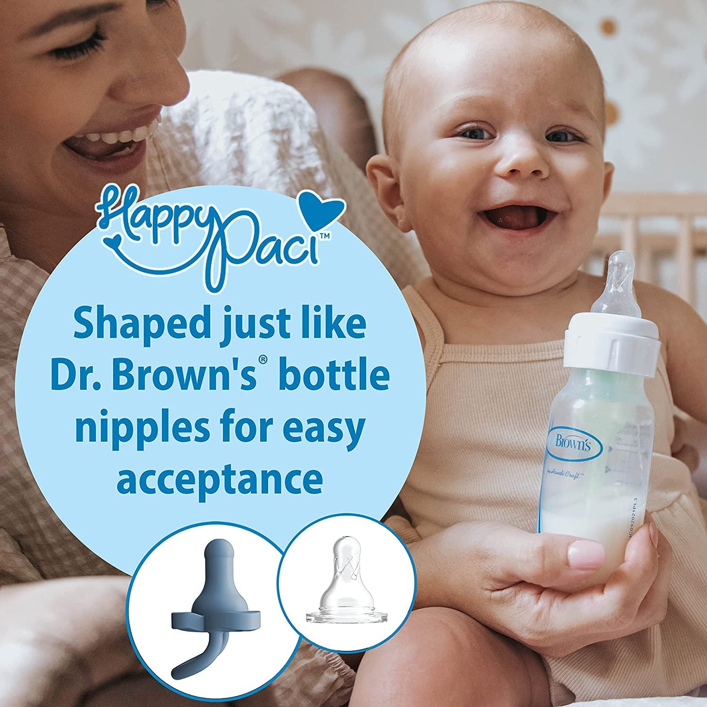 Dr. Brown's HappyPaci Silicone Pacifier: 100% Medical-Grade One-Piece