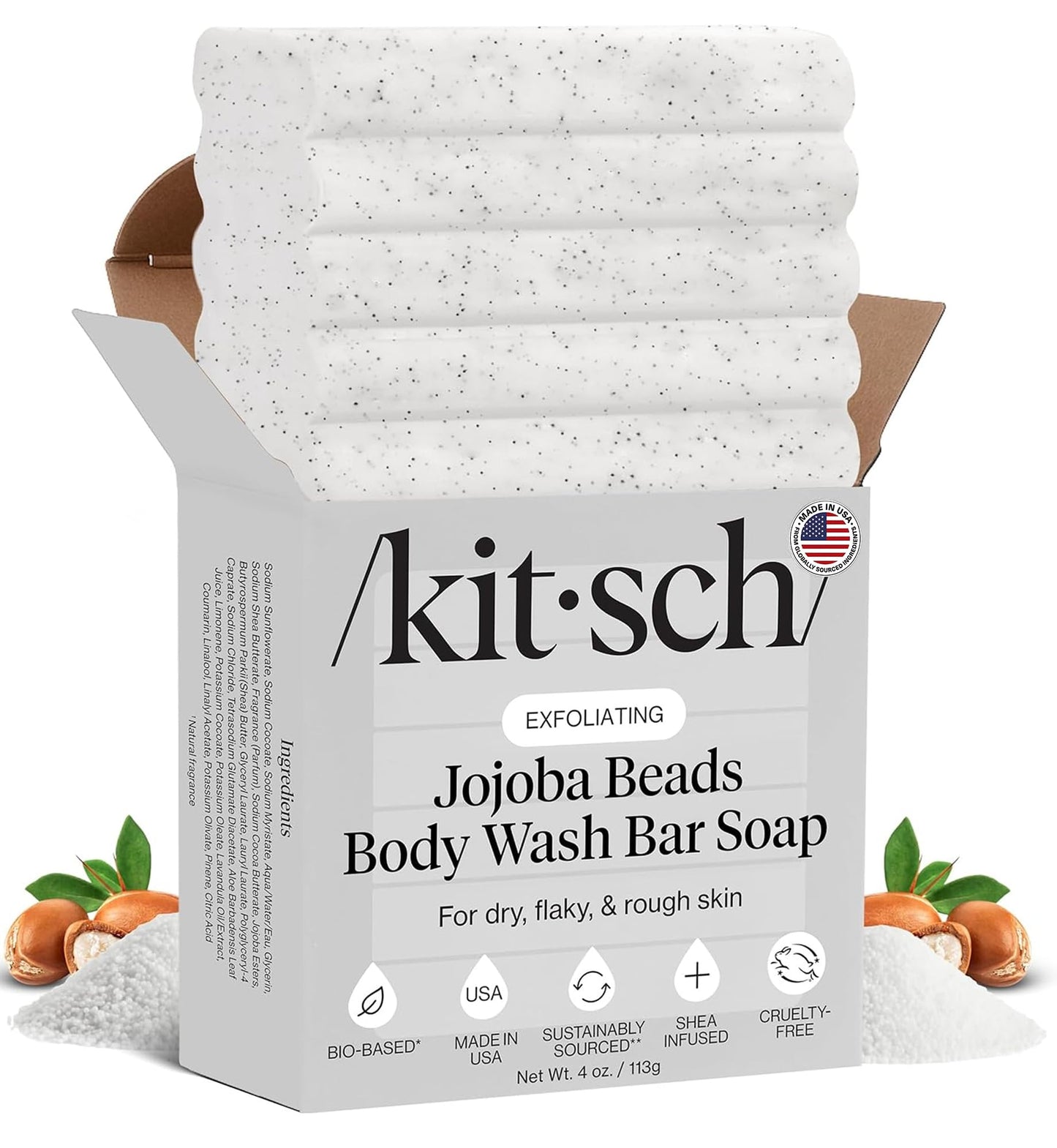 Plastic-Free Sugar Body Scrub Bar, Vegan & Leaping Bunny – Kitsch