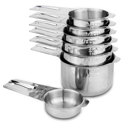 Microplastic-Free 18/8 Stainless Steel Measuring Cups & Spoons Set, 13-Piece