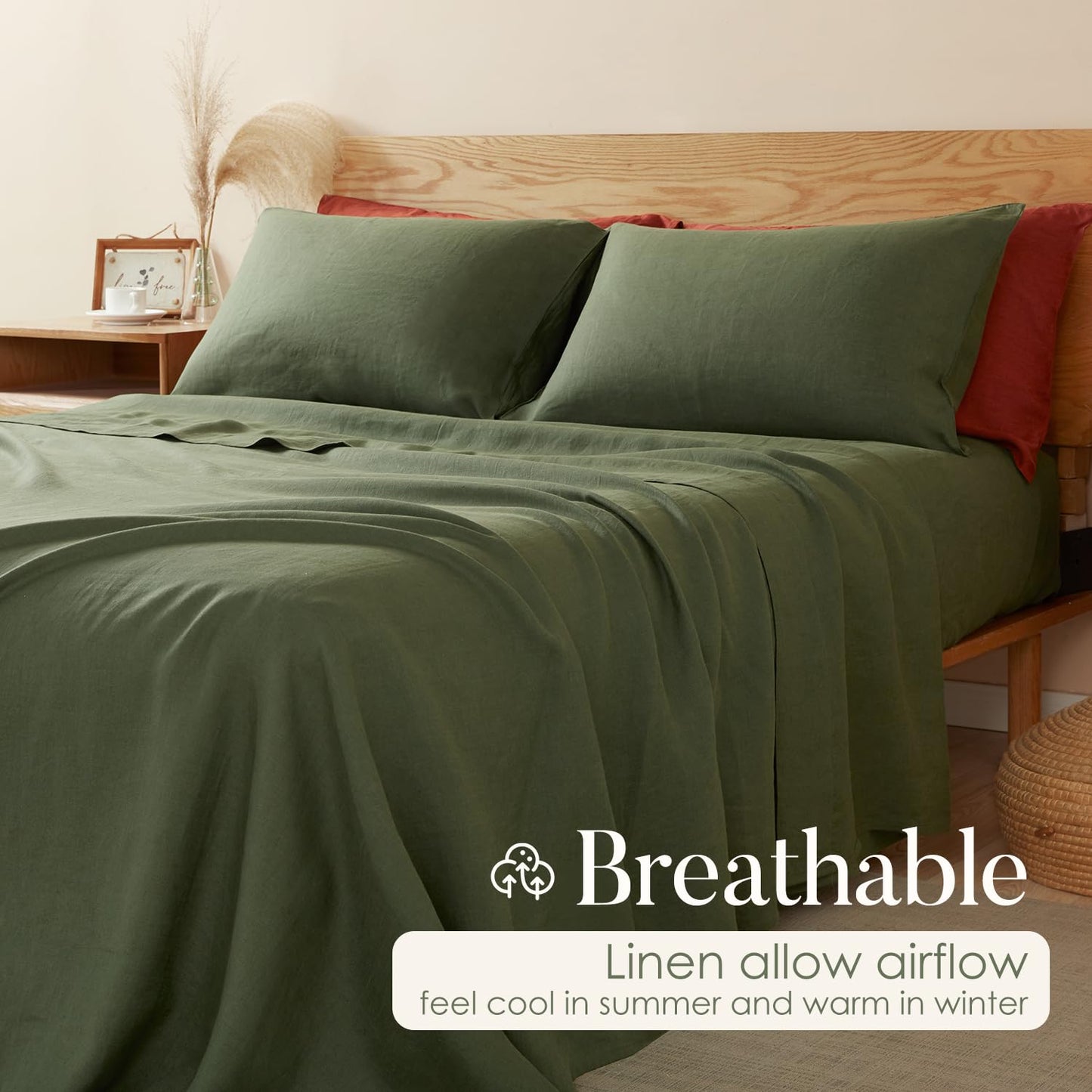DAPU 100% Pure French Linen Sheets: Natural Normandy Flax Set