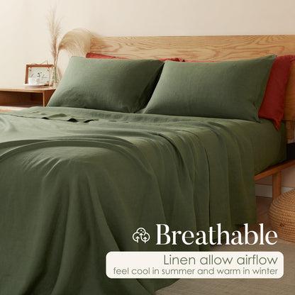 DAPU 100% Pure French Linen Sheets: Natural Normandy Flax Set