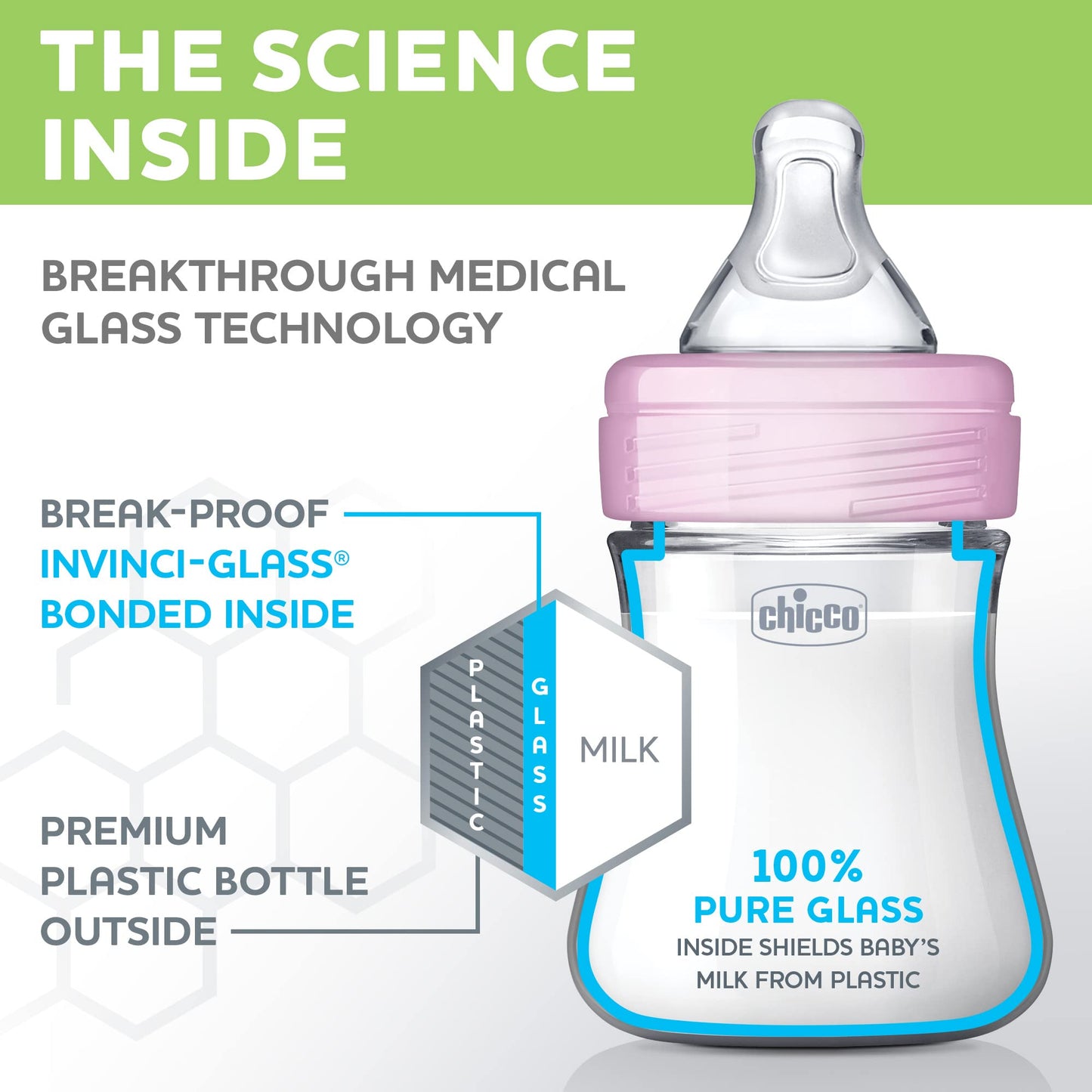 Chicco Duo 5oz Hybrid Baby Bottle with Invinci-Glass Interior (2-Pack)
