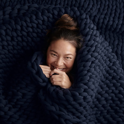 Toxin-Free Sleep: Bearaby Organic Cotton 100% Hand-Knit Weighted Blanket, Non-Toxic