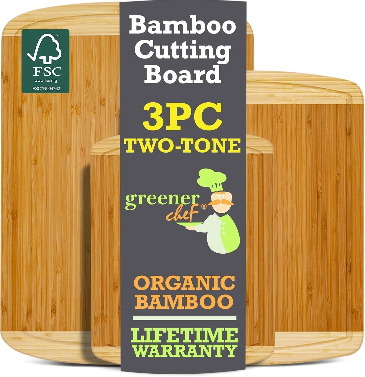 Non-Toxic Organic Bamboo Cutting Board Set, 3-Piece – Greener Chef