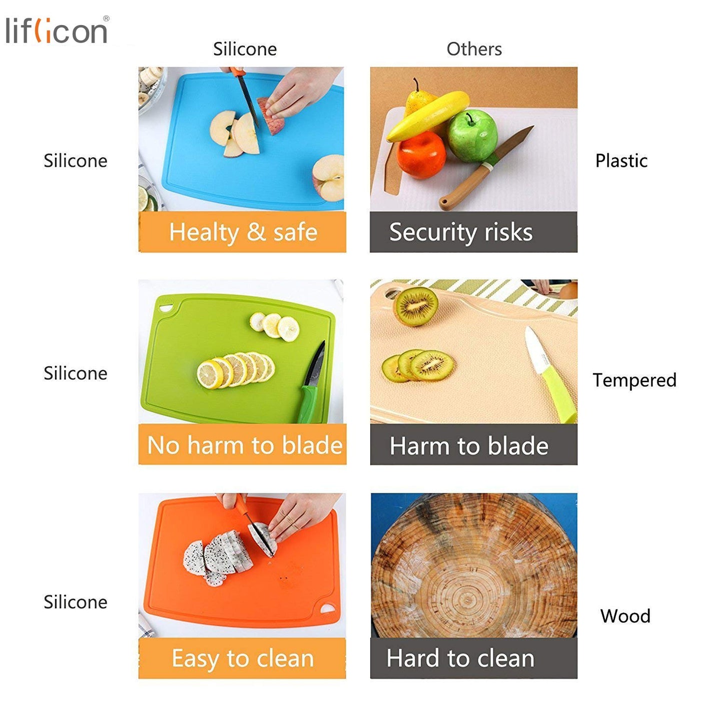 Non-Toxic Food-Grade Silicone Cutting Board Set, 3-Piece – Liflicon