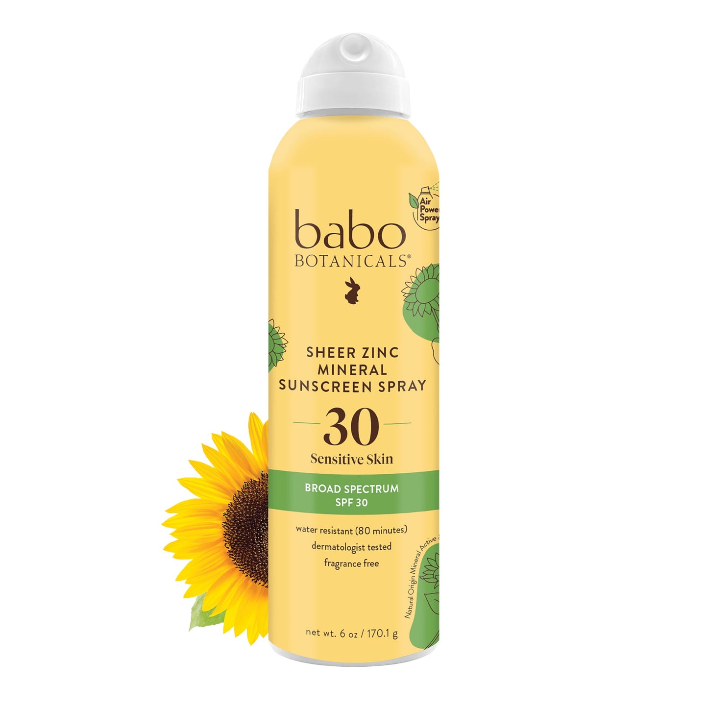 Non-Aerosol Mineral Zinc Sunscreen Spray SPF 30, Vegan & Fragrance-Free – Babo Botanicals
