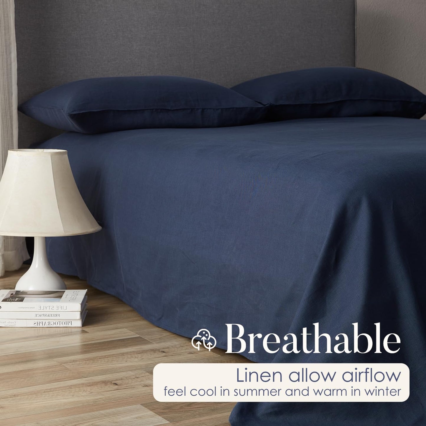 DAPU 100% Pure French Linen Sheets: Natural Normandy Flax Set