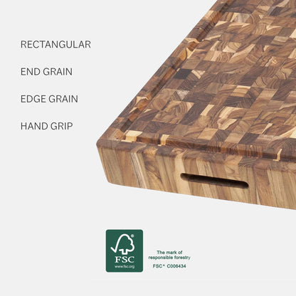 Non-Toxic Teak End-Grain Cutting Board, FSC-Certified – Teakhaus