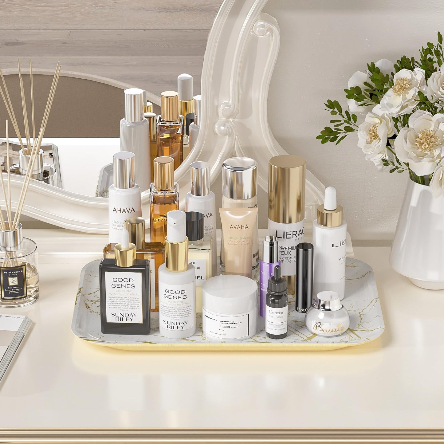 Sustainable Bamboo Bathroom Vanity Tray: Sleek Countertop Organizer