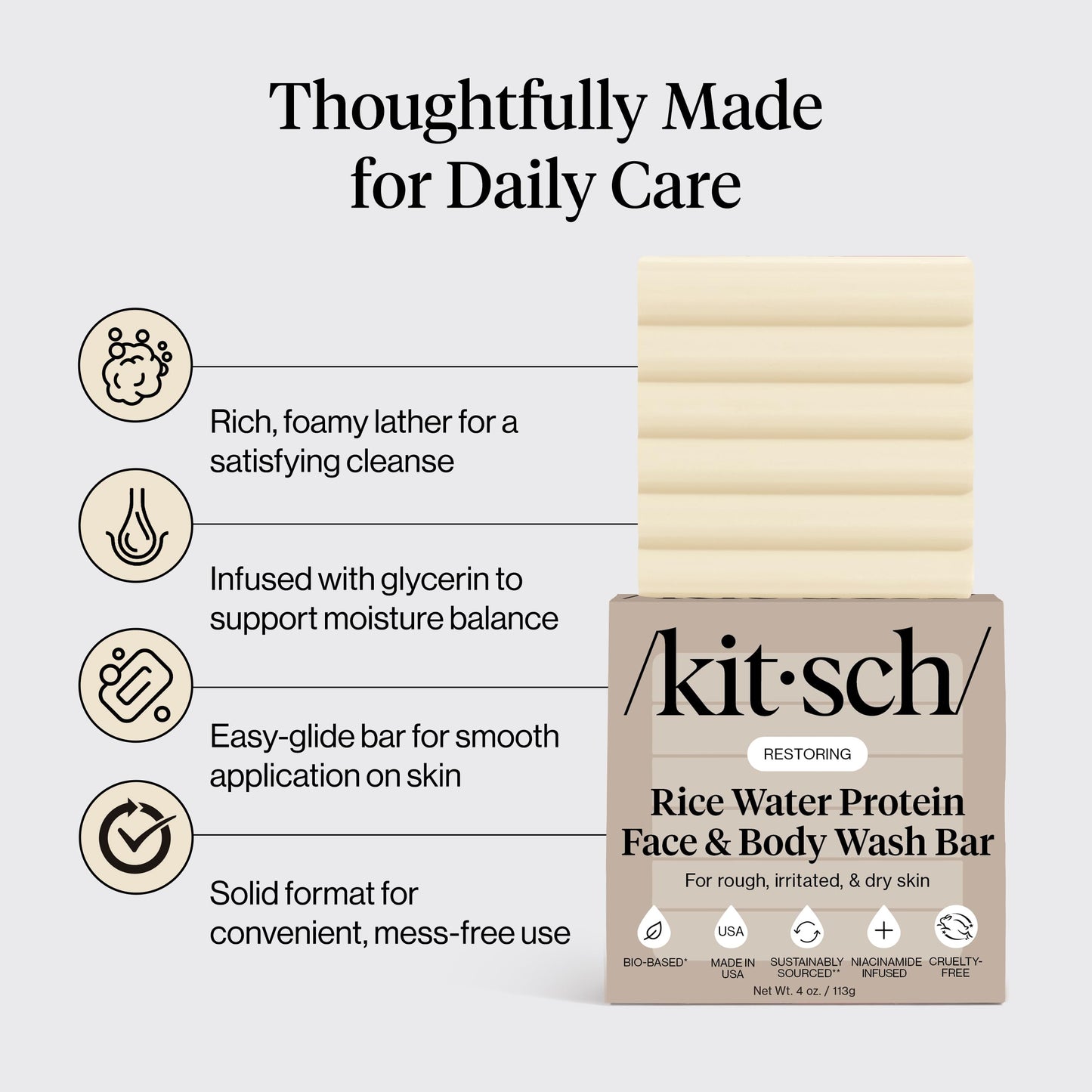 Plastic-Free Sugar Body Scrub Bar, Vegan & Leaping Bunny – Kitsch