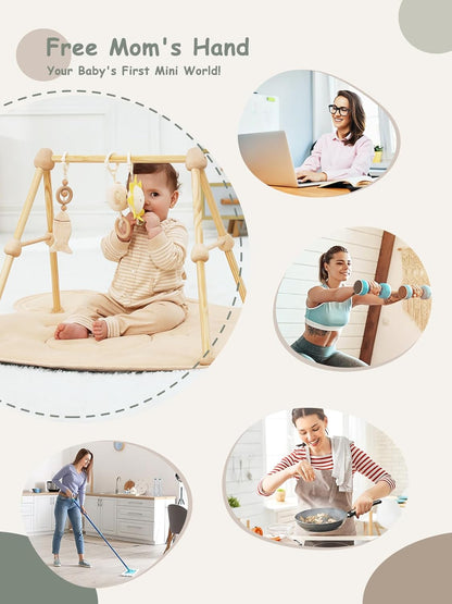 Non-Toxic Baby & Kids: Wooden Activity Gym with Cotton Play Mat