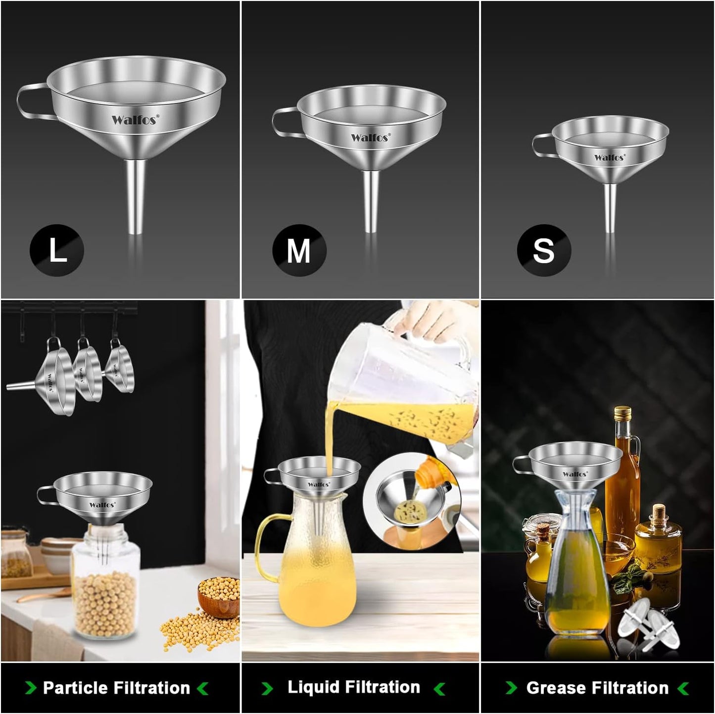 Microplastic-Free Stainless Steel Funnel Set, 3-Piece – Walfos