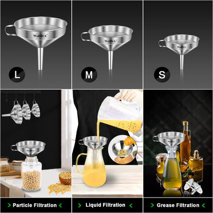 Microplastic-Free Stainless Steel Funnel Set, 3-Piece – Walfos