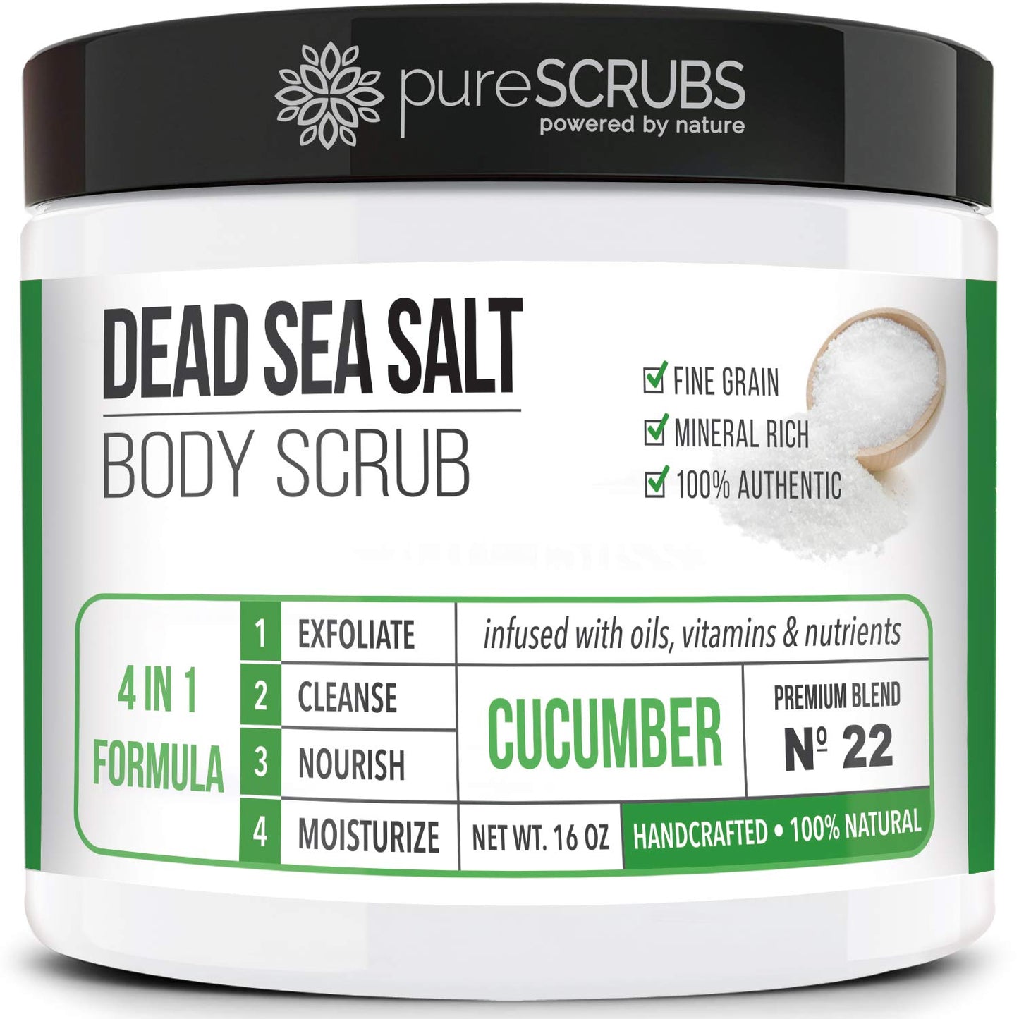 Fragrance-Free Dead Sea Salt Body Scrub, Organic Oils – pureSCRUBS Unscented