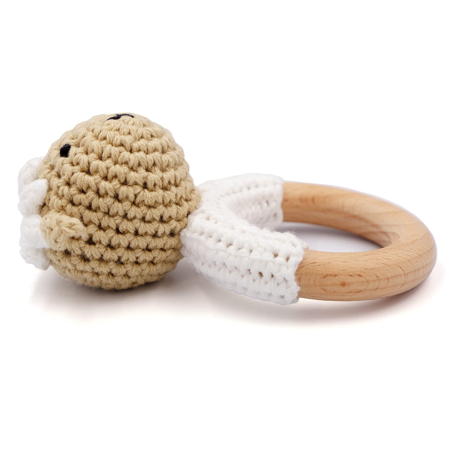 Joliecraft Woodland Friends Baby Rattle: Cotton & Beechwood Elephant