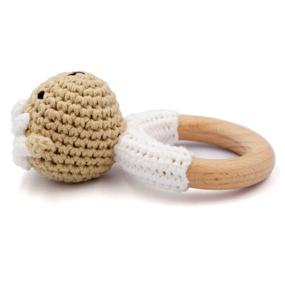 Joliecraft Woodland Friends Baby Rattle: Cotton & Beechwood Elephant
