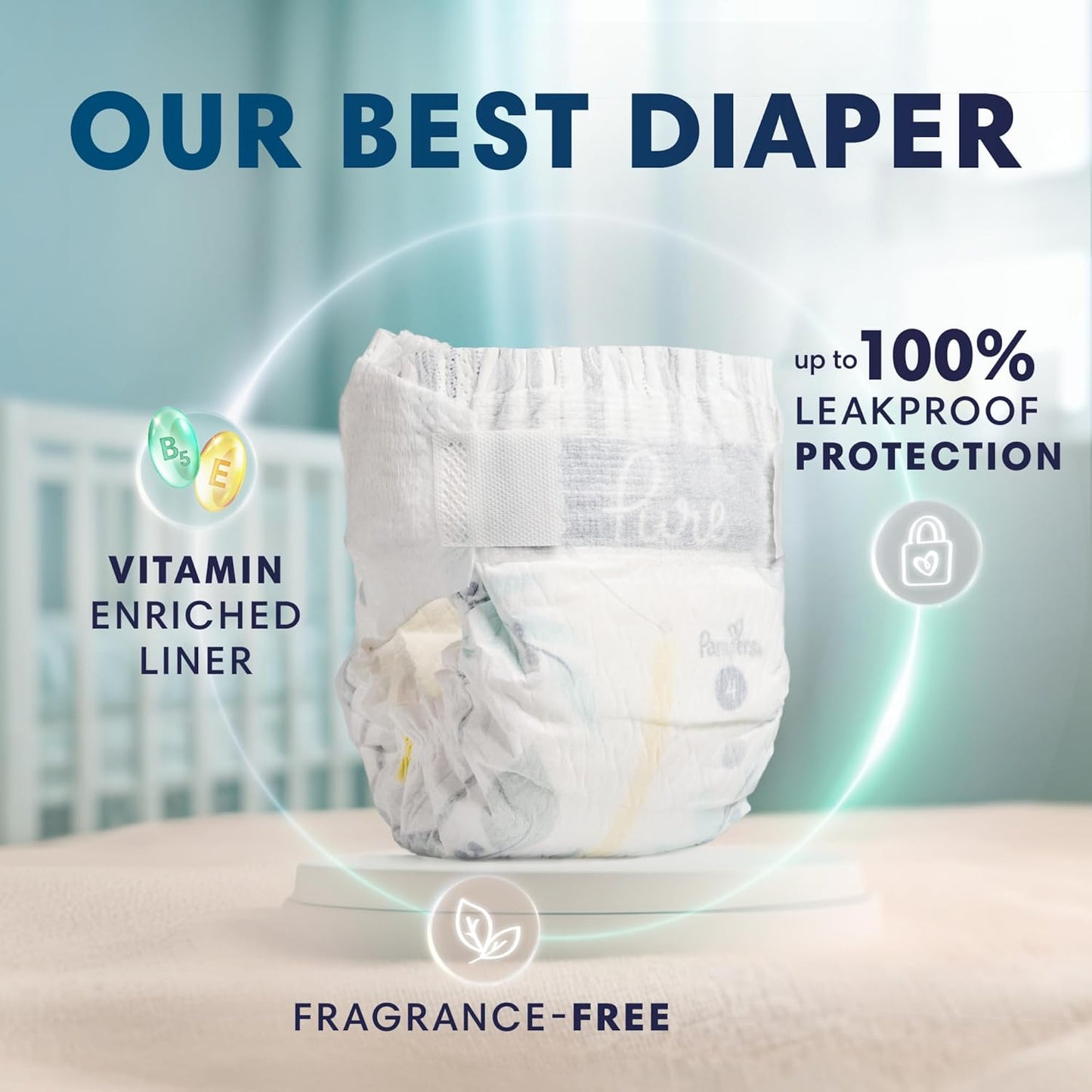 Diaper with features highlighted on a soft background