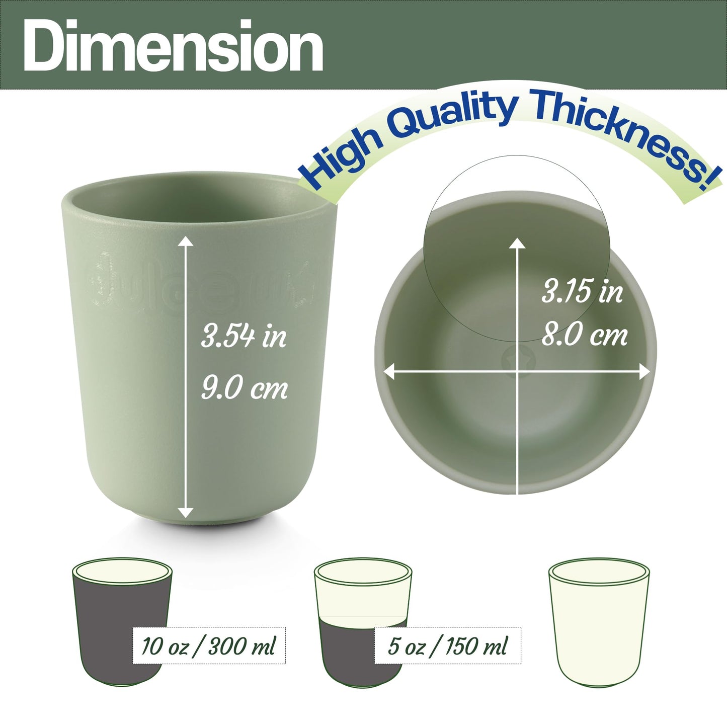 Dulce Worlds 100% Sugarcane Unbreakable Kids Cups (5-Pack)