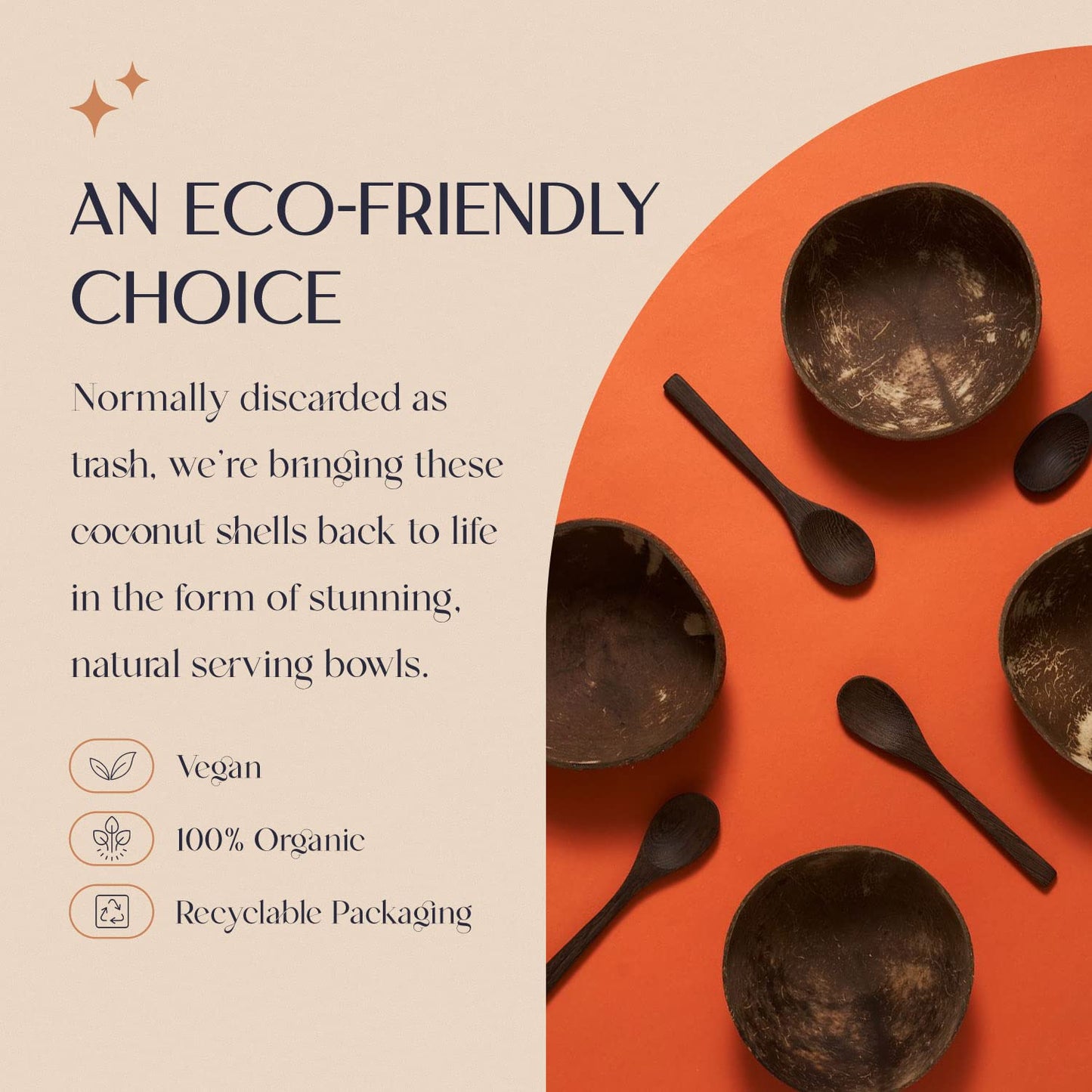 Non-Toxic Coconut Bowl Set with Wooden Spoons (COCOBOWLCO)