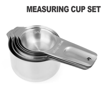 Microplastic-Free 18/8 Stainless Steel Measuring Cups & Spoons Set, 13-Piece
