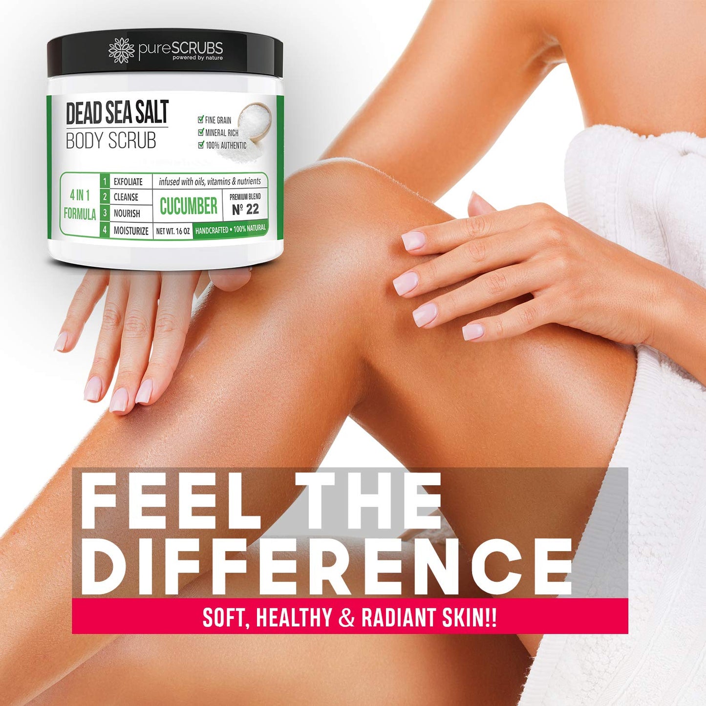 Fragrance-Free Dead Sea Salt Body Scrub, Organic Oils – pureSCRUBS Unscented