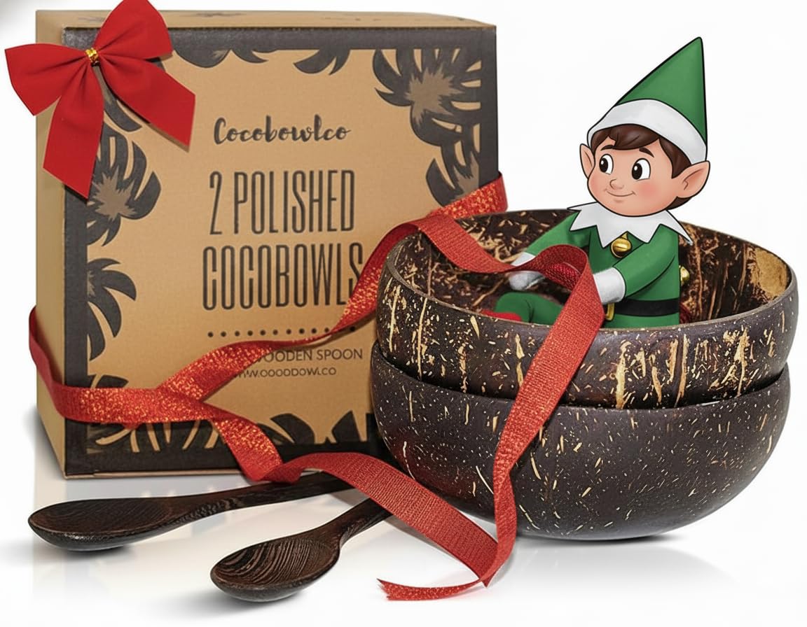 Non-Toxic Coconut Bowl Set with Wooden Spoons (COCOBOWLCO)