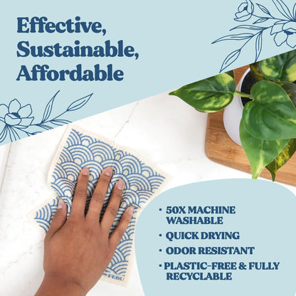 FEBU Reusable Swedish Dishcloths for Kitchen (5-Pack Sunset)