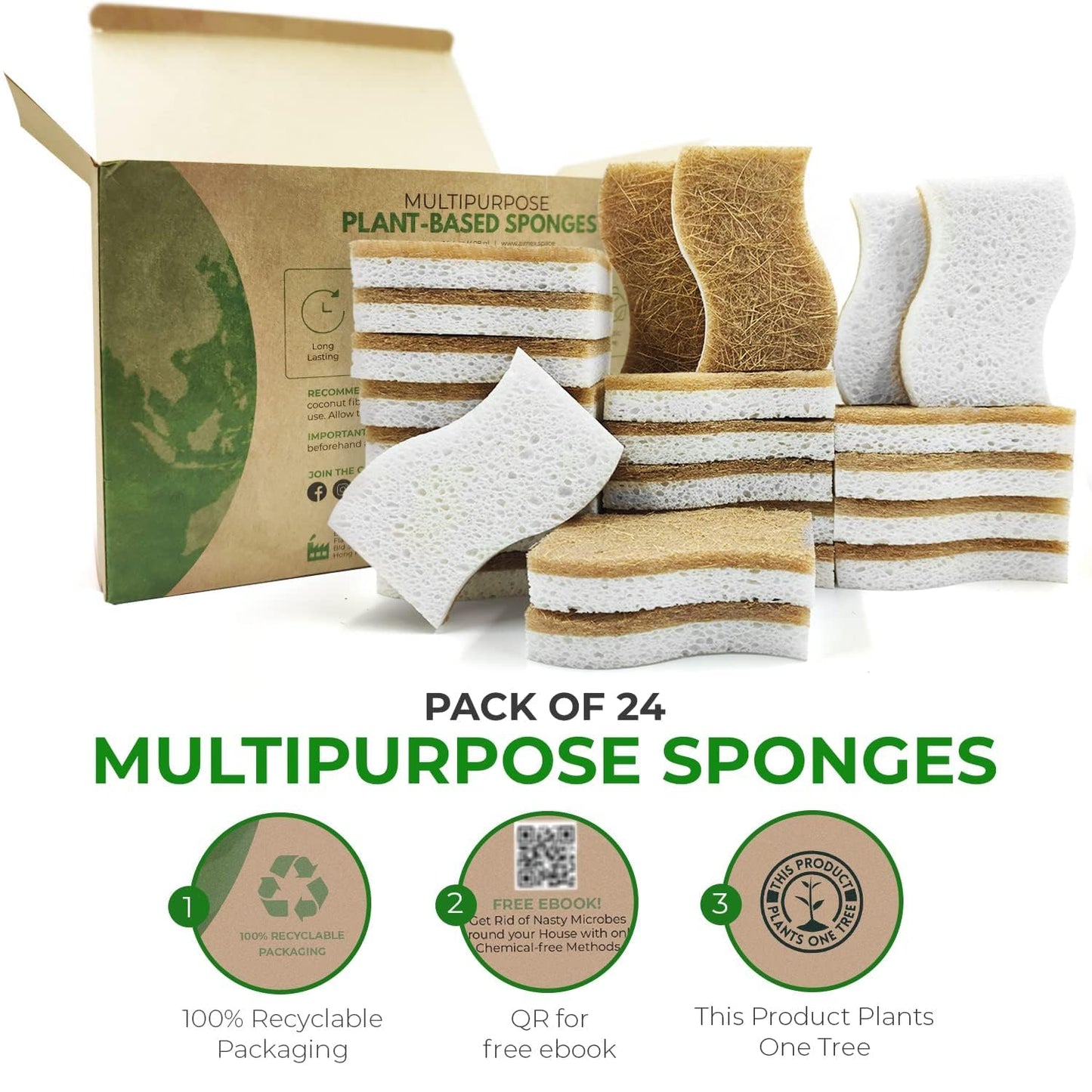 Microplastic-Free Kitchen: Airnex Biodegradable Natural Sponges Non-Toxic