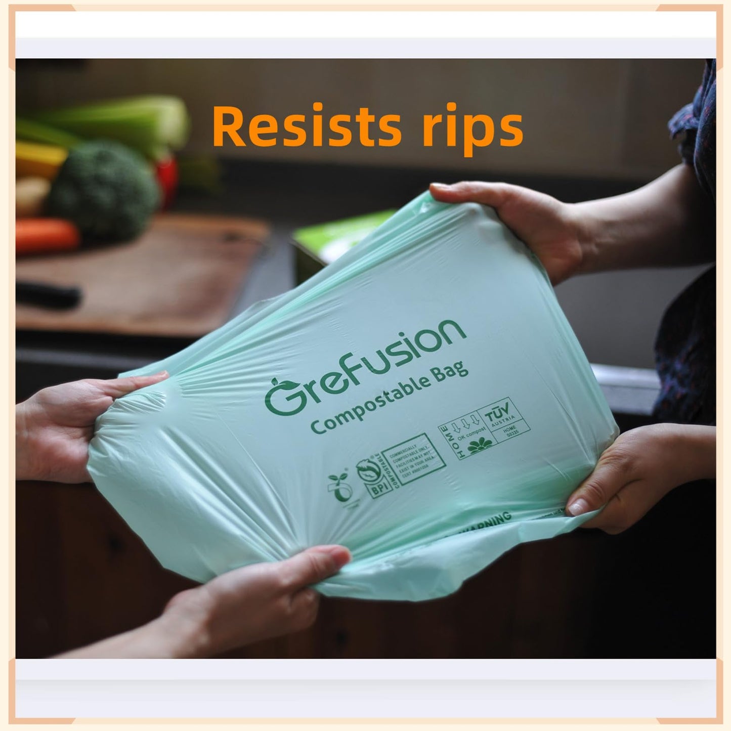 GreFusion 1.2 Gallon Compostable Bags - 125 Count (BPI Certified)