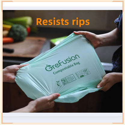 GreFusion 1.2 Gallon Compostable Bags - 125 Count (BPI Certified)
