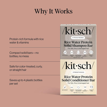 Plastic-Free Rice Water Shampoo & Conditioner Bars, Vegan – Kitsch