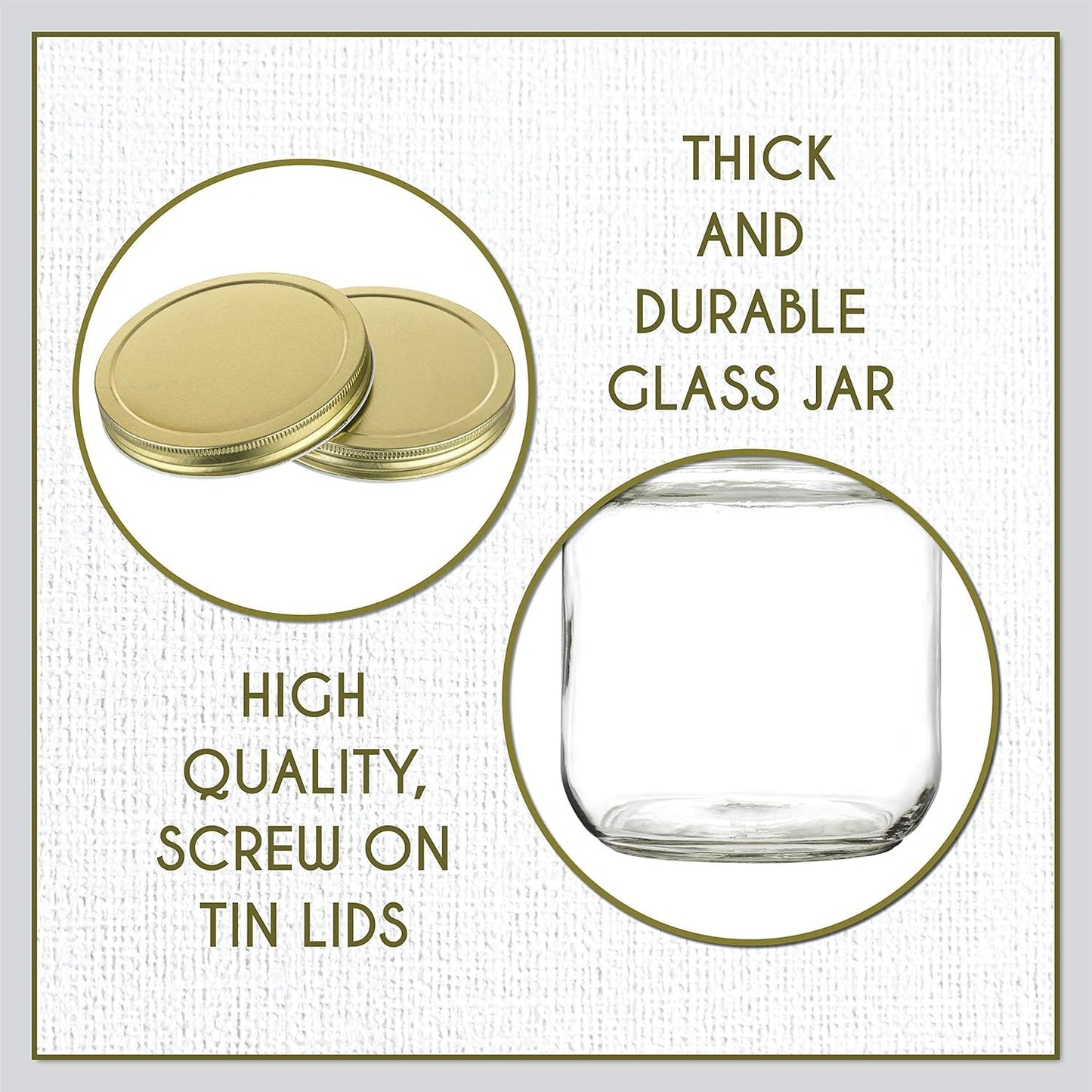 Half-Gallon Glass Mason Jars with Metal Lids, 2-Pack - Kitchentoolz