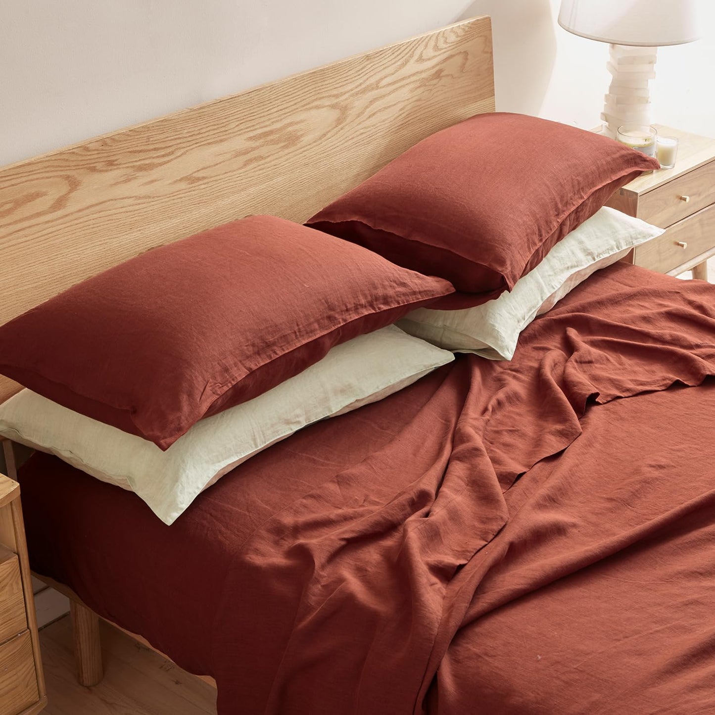 DAPU 100% Pure French Linen Sheets: Natural Normandy Flax Set