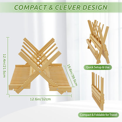 DSVENROLY Vertical Bamboo Drying Rack: Rapid-Dry Foldable Organizer